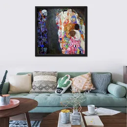 Berömd Gustav Klimt Oil Målning Life and Death Canvas Art Handgjorda romantiska konstverk väggdekor