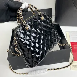 Womens luxury designer bag handbags chain crossbody bag 2 sizes Lacquer skin shell totes Mini zipper wallet phone bag Fashion lady shoulder bag C letter purse