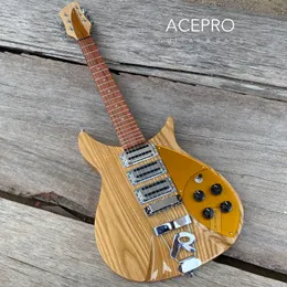 Eschenkorpus, natürliche Farbe, 325-E-Gitarre, drei Mini-Humbucker-Tonabnehmer, 34-Zoll-Gitarre, 20,75-Zoll-Maßstab, goldenes Schlagbrett