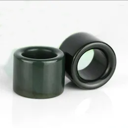Кольца-кластеры Чудесный внутренний диаметр 22 мм Натуральный зеленый HeTian Jade Большой палец Счастливое кольцо Модные мужские украшения Ширина 25-30 мм