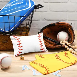 DHL500pcs Baseball Cosmetic Bags Women Canvas Large Capacity Square White Yellow Makeup Bag