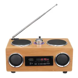 Players Retro Vintage Radio Super Wireless Bass Fm Radio Bamboo Multimedia Speaker Classical Receiver Usb with Mp3 Player Remote Control