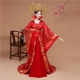 Wysokiej jakości ubrania oryginalne imperialne księżniczka hanfu kostium czerwony ogon strój dominujący na ślub chińskiej królowej dr242x