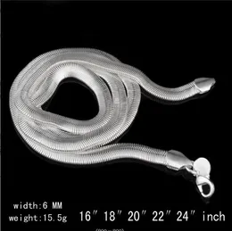 30pcs* 6 mm 16 cala ~ 24 cala 925 srebrnego srebrnego oblozowego łańcucha Naszyjnik wąż mody unisex