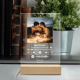 Boxes Custom Personal Photo Acrylic Plaque Spotify Music Codes Song Album Cover Led Light Lamp for Couples Birthday Christmas Gifts