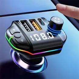 FM مرسل سيارة Bluetooth المتوافقة مع A10 A10 Atmosphere Light Light FM Transmitter BT 5.0 Car Charging MP3 Player Charger