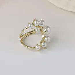 Clusterringe Mode große geometrische Perle für Frauen 2023 Schmuck Persönlichkeit Statement Offener Ring einstellbarer Bijoux
