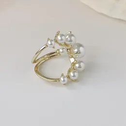 Rings Cluster Fashion Big Geometric Pearl Paved for Women 2023 Bijoux regolabile Bijoux regolabile