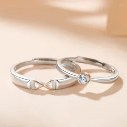 Cluster Rings Real Certified Sterling 925 Silver Couple For Lovers Men and Women Original Design XO Jewelry Gift