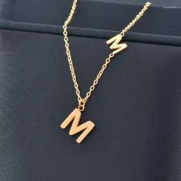 قلادة قلادة Leeker Classic Stainless Steel Necklace for Women Flower M Letter MOLD GOLL COLL RING MASHING JOWLERY 2023 ARIVAL