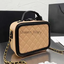 Akşam Çantalar Toptan Klasik Dilgie Vanity Case Toat Tages Bag Caviar Calfskin Deri Lüks Tasarımcı Kaptan Ekose Altın Metal Çantalar Zincir Çift fermuar J230630