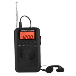 Złącza przenośne AM FM Digital Radio Podwójny pasek Kieszonkowy Mini Digital Tuning Odbiornik Radia z ekranem wyświetlacza LCD 3,5 mm gniazdo słuchawkowe