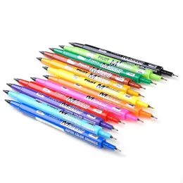 Markers 6pcs Pilot SCATM Marker Small Doublehead Oily Pen Fine Black Color Marker Painting Stroke Line Pen Waterproof Hook Line Pen