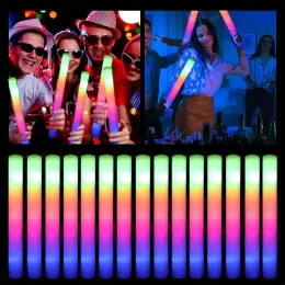 RGB LED Glow Foam Stick Cheer Tube Colorful Light Glow in the Dark Birthday Wedding Party Supplies Festival Party Decoration