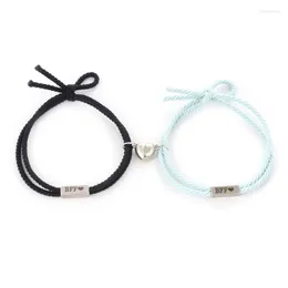 Charm-Armbänder 4xbf 2 Stück/Set Liebe Herz Beziehung Magnet Freundschaft Armband passendes Seil Armband Schmuck Geschenk für Frauen