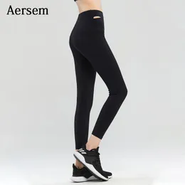 Aktive Hosen Aersem Sexy Solide Yoga Enge Hohe Taille Frauen Fitness Leggings Gym Laufbekleidung Für Mädchen Sport Hosen Zwei Stile 2023