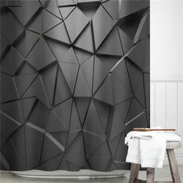 Shower Curtains Fashion Modern Bathroom Decoration Design Shower Curtains Black Geometric Fabric Waterproof Bath Room Curtain 71x71 Inch cortina 230629