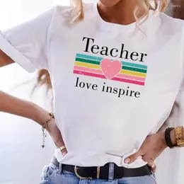 T-shirt da donna T-shirt da donna Casual Fashion Trend Insegnante Abbigliamento da stampa Graphic O-Collo Tshirt Top Donna Soft Sport Camicia traspirante