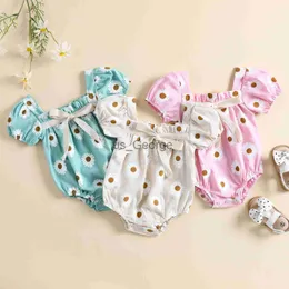 Set di abbigliamento FOCUSNORM 018M Summer Lovely Baby Girls Pagliaccetto Abbigliamento Girasoli Stampato Manica corta a sbuffo Bowknot Tute 3 colori J230630