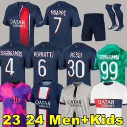 Hakimi Maillot de Foot 22 23 24 Soccer Jersey 2023 2024 Mbappe Shirt Men Kids Hommes Enfants Verratti Markinhos Kimpembe 4番目の星特別ラモスPSGS Donnarumma
