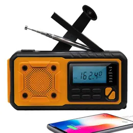 Radio Energia solare Tascabile Manovella Dinamo Caricatore del telefono Sirena Avviso Lampada da lettura Torcia elettrica Carica tipo auricolare Display LCD Radio