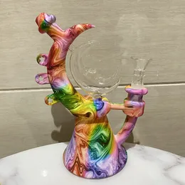 7.4" Smoking Hookah Moon Teapot Bong Shisha Glass Bowl Silicone Colorful Water Pipe
