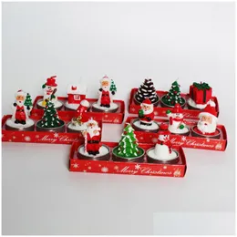 Candles Christmas Tealight Handmade Santa Claus Snowman Pine Cones Shoes Gifts Xmas Home Decoration Drop Delivery Garden Dhwn4