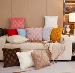 Luxury Solid Color Plush Pillowcase Cushion Chair Soft Room Cushion Cover Home Decoration Accessories Plush Pillow Case