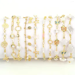 Braccialetti con ciondoli 2023 Bracciale con perle imitate in acciaio inossidabile con maglie a catena sottile Corda regolabile alla moda da donna per regalo di gioielli