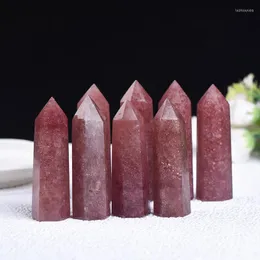 Dekoracyjne figurki 70-80 mm naturalny kryształowy punkt truskawkowy kwarc lecznicza kamienna obelisk różdżka ozdoba do wystroju domu piramida energii