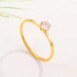 Pierścienie klastra Pierścień Północna Tytanowa stal cienki pinky dla kobiet sześcienna cyrkonia złota biżuteria akcesoria Koreańska moda