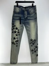 Jeans masculinos de marca de alta qualidade, design de costura de pentagrama, design de lápis, jeans de designer top, jeans casuais