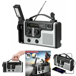 Radio Tragbares solarbetriebenes Handkurbelradio AM FM Sw1 Sw2 Multibandradio mit Taschenlampe, LED-Leselicht, Outdoor-Notfallradio