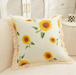 European Luxury ins Flower pillowcase Sunflower maple leaves dandelion plant pattern pillow cases Digital printed imitated silk fabric cusion cover