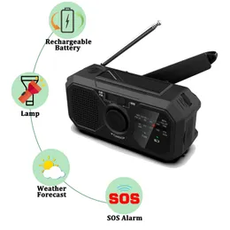 ラジオ緊急ラジオAM/FM/WB太陽光発電天気ラジオハンドクランク充電式懐中電灯モバイルパワーバンク