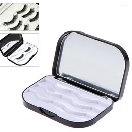 Makeup Brushes False Eyelashes Storage Organizer Box Travel Lashes Holder Case Contan