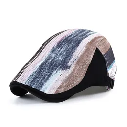 Color Stripes Berets Hat For Men Women's Newsboy Caps Golf Driving Cabbie Duckbill Flat Hat Spring Summer Visor Sun Cap Gorras