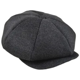 Big Head Men Plus Size Beret Dorosły Herringbone Felt Octagon Cap Womin Winter Pumpkin Hat Gatsby Flat Ivy Cap 56-58CM 59-60CM