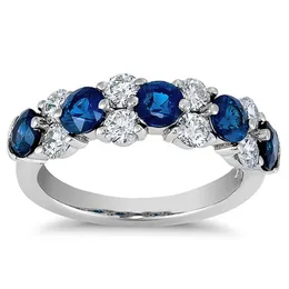 Huitan Temperament Sweet Round CZ Rings for Women Fashion Blue/White Cubic Zirconia Изысканные женские аксессуары Ювелирные изделия для вечеринок