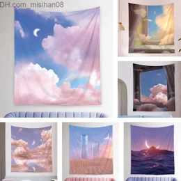 Tapestries Tapestries Boho Cloud Moon Wall Hanging Tapestry LED Bedroom Dormitory Decoration Background Decor Bohemian Art 221201 Z230630