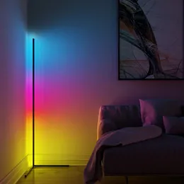 LED -hörngolvlampa, dimbar RGB -färg, 140 cm golvljus med app/fjärrkontrollmusik för heminredning