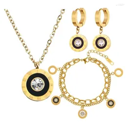 Collana Orecchini Set Set di gioielli in numeri romani in acciaio inossidabile 316L per donna 2023 Dubai Bizuteria Slubna Joias Femininas Conjuntos