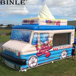 4M Dostosowany mobilny przenośny gigantyczna nadmuchiwana ciężarówka z lodami stojak pop -up namiot samochodowy do reklamy