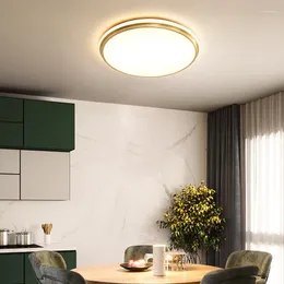 Tavan Işıkları Tamamı Bakır Yuvarlak Yatak Odası Lambası Modern Minimalist Oturma Odası Nordic Ultra-ince Led Balkon Koridor Koridor Lambaları