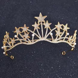 Haarspangen Barock Krone Strass Kristall Tiara Queens Prinzessin für Braut Hochzeit Stern Kopfschmuck handgefertigtes Zubehör