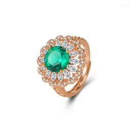Cluster Rings Amazon Imitation Maldivian Blue Moissanite Ring Women's European and American Luxury Full Diamond Zircon Flower Jewelry