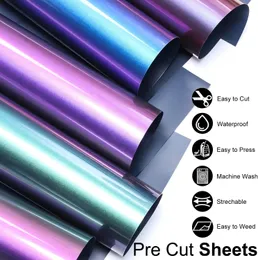 Vorhänge 10 verschiedene Farben 12 "x10"/30x20/25/30 cm Chamäleon Wärmeübertragung Vinyl Noctilucent Wärmepresse Hine T -Shirt -Eisen auf HTV