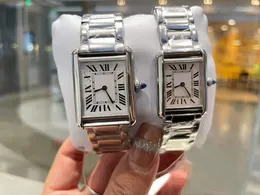 Moda novo relógio de pulso feminino tanque retângulo geométrico relógios de quartzo de aço inoxidável relógio de números romanos femininos 22 26 mm
