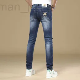 Herr jeans designer våren nya märke europeiska modemärke smala fit byxor elastiska byxor wgbg