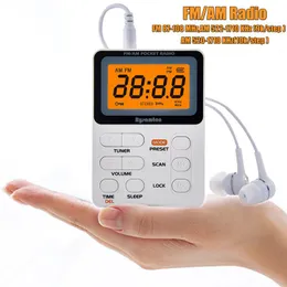 Radio Radio portatile Am/fm Radio tascabile con batteria ricaricabile Display a LED Supporto per auricolari da 3,5 mm Stazione di salvataggio manuale/automatica